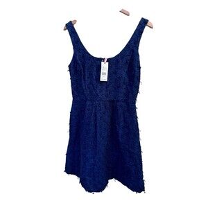 Vineyard Vines Womens Linen Dress Blue Pom Pom Textured Size 6 Sleeveless